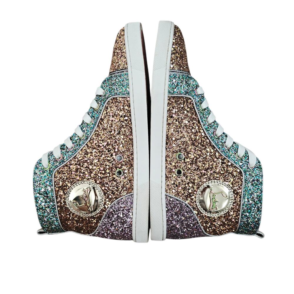 Christian Louboutin Bip Bip Orlato Size 40.5 US 10.5 Glitter High Top Sneakers - Picture 5 of 11